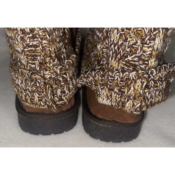 MUK LUKS WOMEN'S LAUREL FLAT SWEATER KNIT ANKLE BOOTS SZ 10 BROWN Snow Boot - Picture 4 of 13